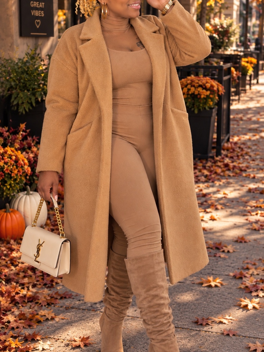 Forever 21 Camel Longline Coat